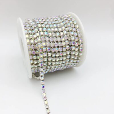 SS16 Crystal AB Silver Rhinestone Chain (Cup Chain) - 10 Yards