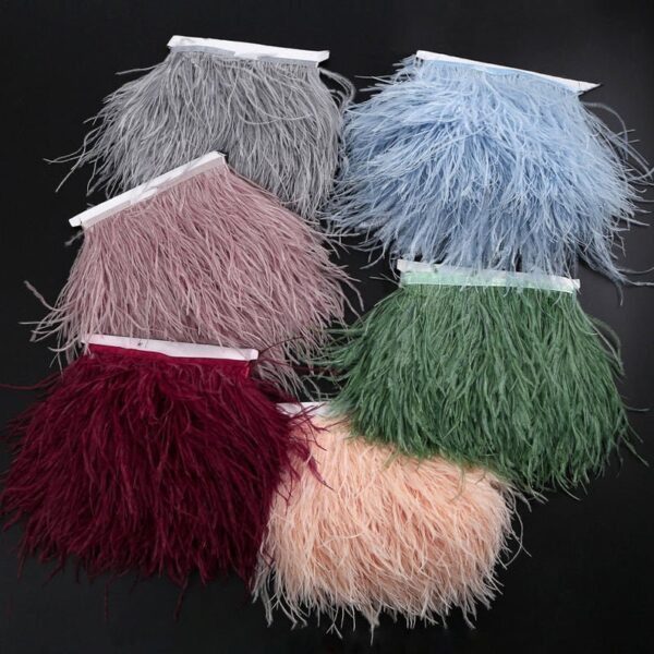 6-8 cm Ostrich Feather Trim Fringe (10 Yards) - Image 3