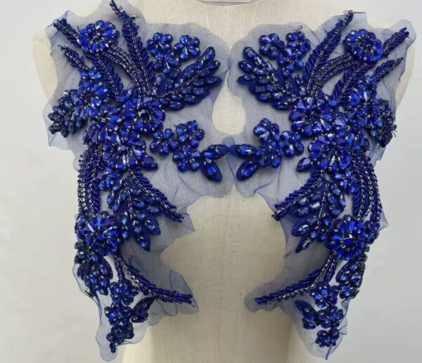 Hand-Made Beaded Rhinestone Appliqué Patch - Image 3
