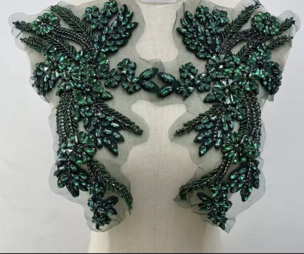Hand-Made Beaded Rhinestone Appliqué Patch - Image 4