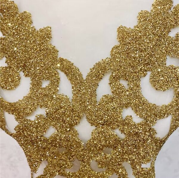 Silver 15 x 17 Inches Glitter Powder Bodice Appliqué – Elegant Embellishment. - Image 3