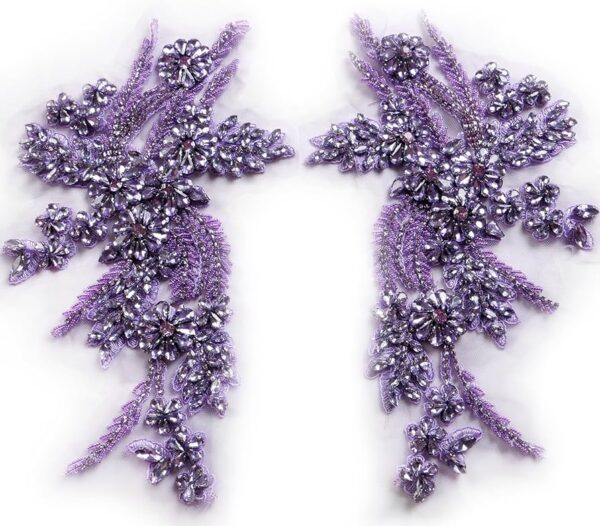 Hand-Made Beaded Rhinestone Appliqué Patch - Image 2