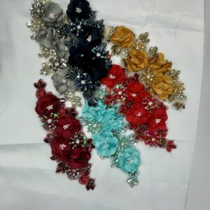 3D Rhinestone Flower Appliqué Bead Lace Patch