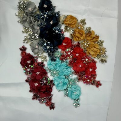 3D Rhinestone Flower Appliqué Patch