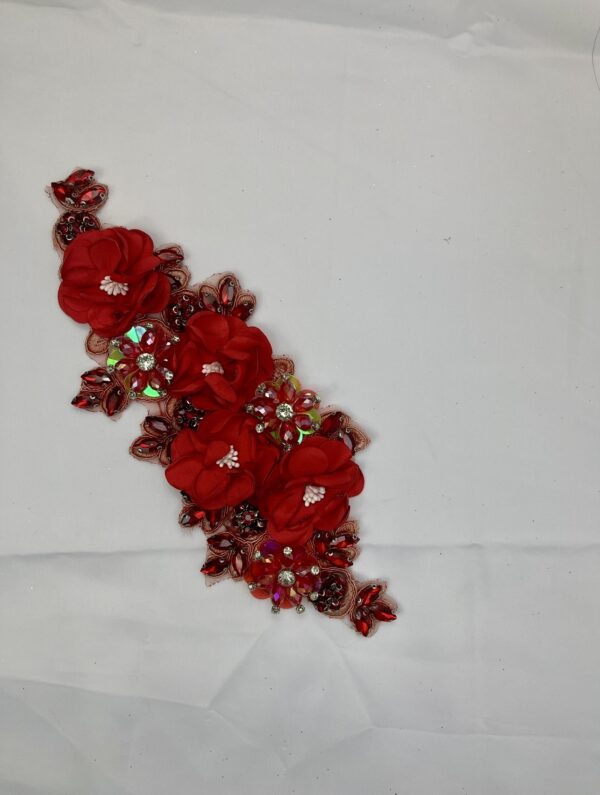 3D Rhinestone Flower Appliqué Bead Lace Patch - Image 7