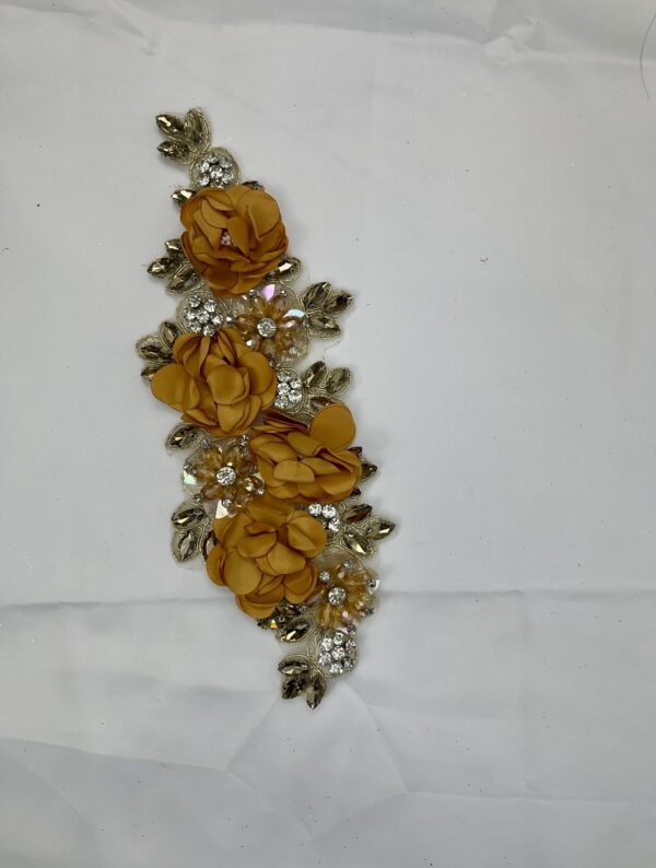 3D Rhinestone Flower Appliqué Bead Lace Patch - Image 5