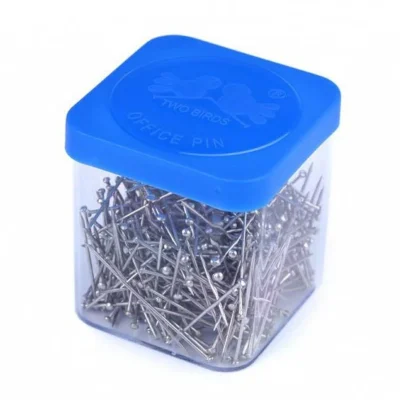 0.6x26mm 1000 Rounded Head Office Stainless steel Pins in Plastic Box