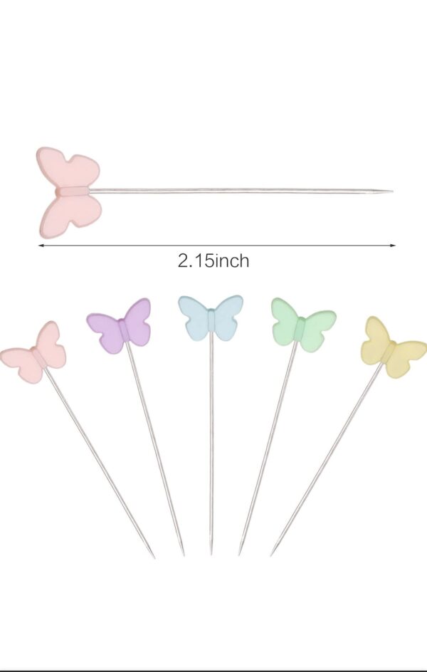 100Pcs Butterfly Dressmaking & Embroidery Patchwork Pins (55mm / 2.15 Inches) - Image 2