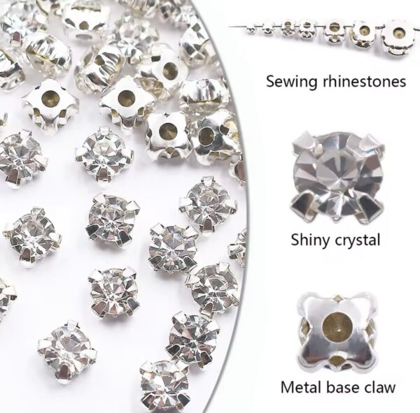 Sew-on 3D Claw Round Crystal Rhinestone (4Claw ) - Image 4