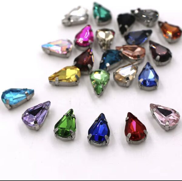 8x13mm Sew-on Silver Claw Teardrop Crystal Rhinestones(100pcs) - Image 5