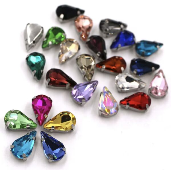 8x13mm Sew-on Silver Claw Teardrop Crystal Rhinestones(100pcs) - Image 7