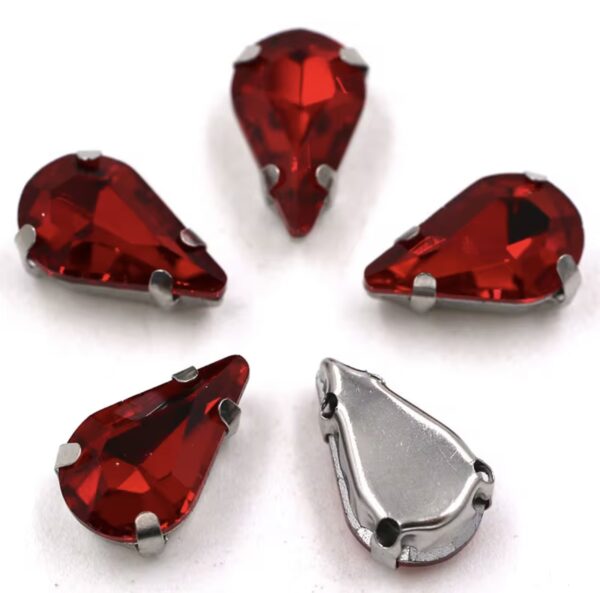 8x13mm Sew-on Silver Claw Teardrop Crystal Rhinestones(100pcs) - Image 4