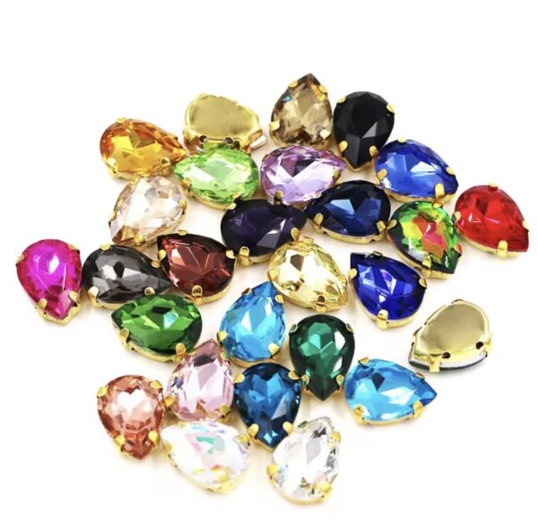 13x18mm Sew-on Silver Claw Teardrop Crystal Rhinestones(50pcs) Clear Silver - Image 6