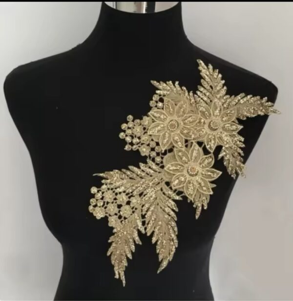 3D Flower Embroidered Appliqué with Glitter Powder - Image 5