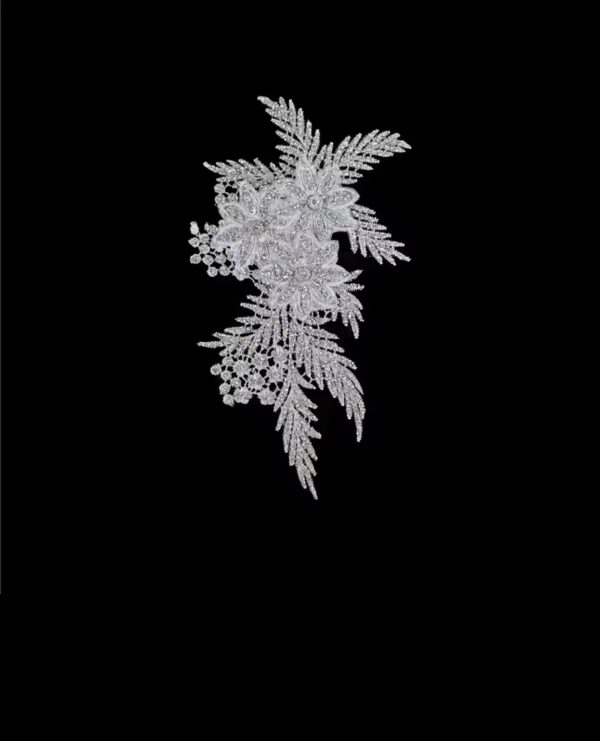 3D Flower Embroidered Appliqué with Glitter Powder - Image 4