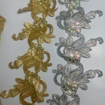 3D Floral Embroidery Appliqué Trim – 1 Meter