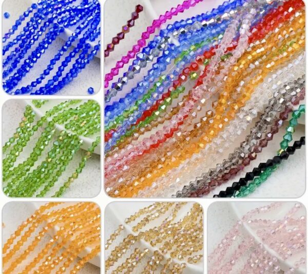 10 Strands of 6mm AB Color Sparkling Diamond-Pointed Glass Crystal Beads - Image 2