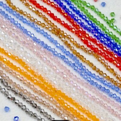 10 Strands of 6mm AB Color Sparkling Diamond-Pointed Glass Crystal Beads
