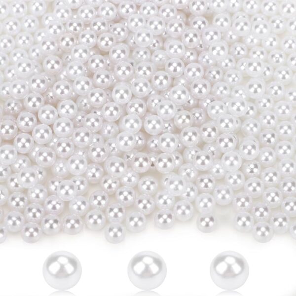 10mm Round White Pearl Beads No Hole - Image 3