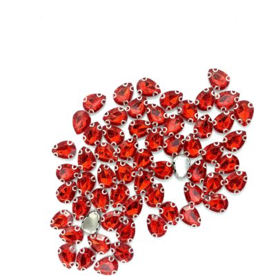 13x18mm Sew-on Silver Claw Teardrop Crystal Rhinestones(50pcs) Clear Silver