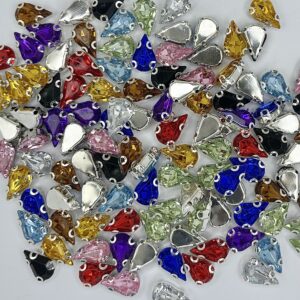 8x13mm Sew-on Claw Teardrop Crystal Rhinestones(100pcs)