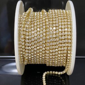Crystal AB Gold SS16  Rhinestone Chain (Cup Chain) - 10 Yards