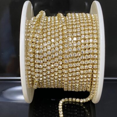 SS16 Crystal AB Gold Rhinestone Chain (Cup Chain) - 10 Yards