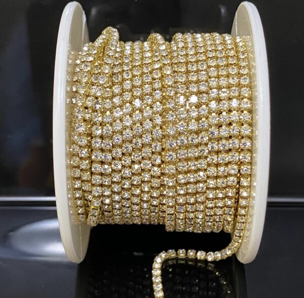 Crystal AB Gold SS16  Rhinestone Chain (Cup Chain) - 10 Yards